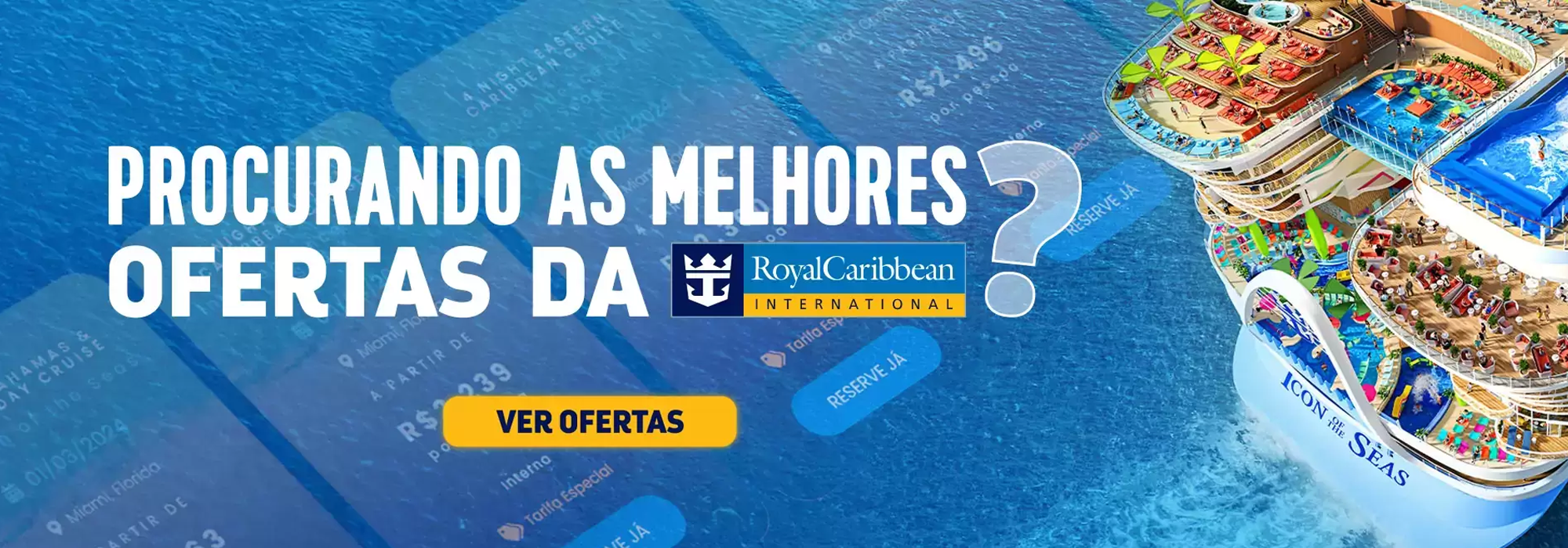 Banner principal da homepage com cruzeiros em destaque - Shopping de Cruzeiros